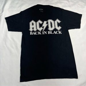 AC DC Shirt Mens Size small Black Crew Neck Short Sleeve Casual Back In Black